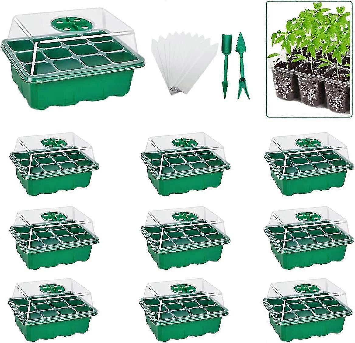 Seed Starter Tray 10 Packs, Seed Starter Kit With Humidity Dome And Base