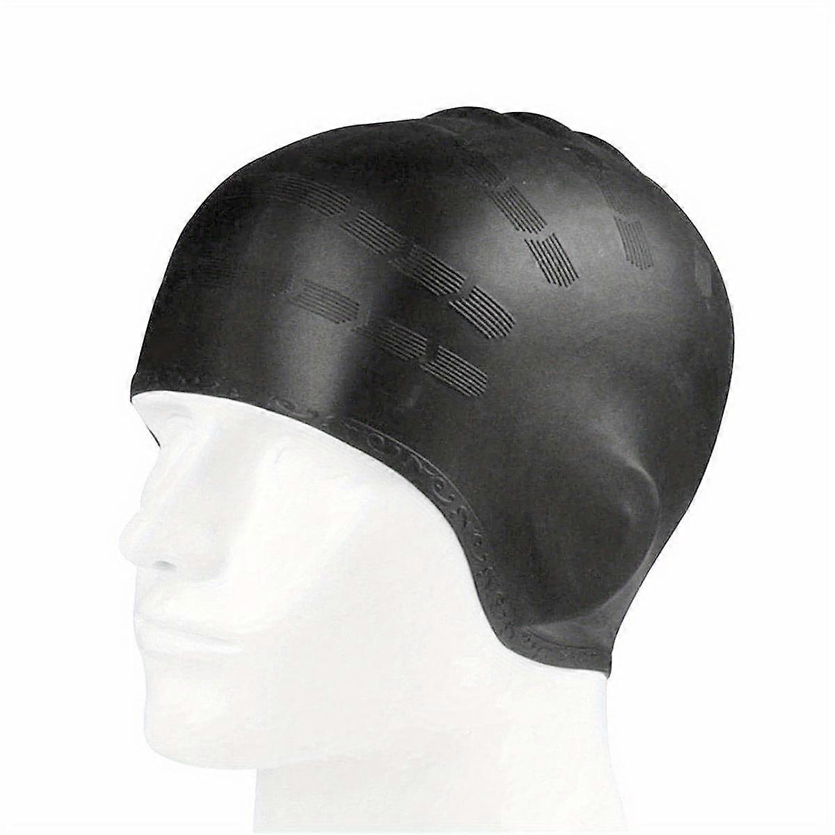High Elasticity Silicone Swimming Cap with Ear Pockets for Long Hair Protection - Ideal for Adults and Teens