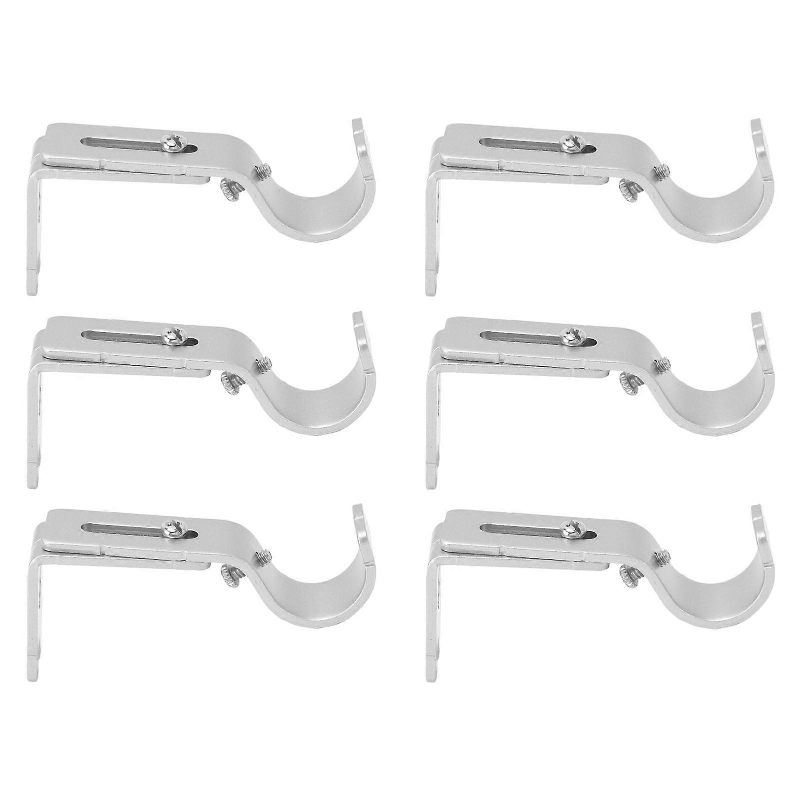 Adjustable Iron Curtain Rod Brackets Wall Mount Support Holder Silver 6PCS