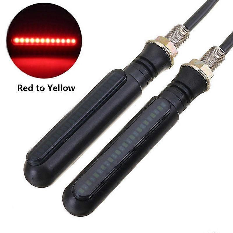2Pcs LED Motorcycle Turn Signal Indicator Dual Color Dynamic Triangle Moto Tail Light Mount Taillight Lamp Bendable Flashing