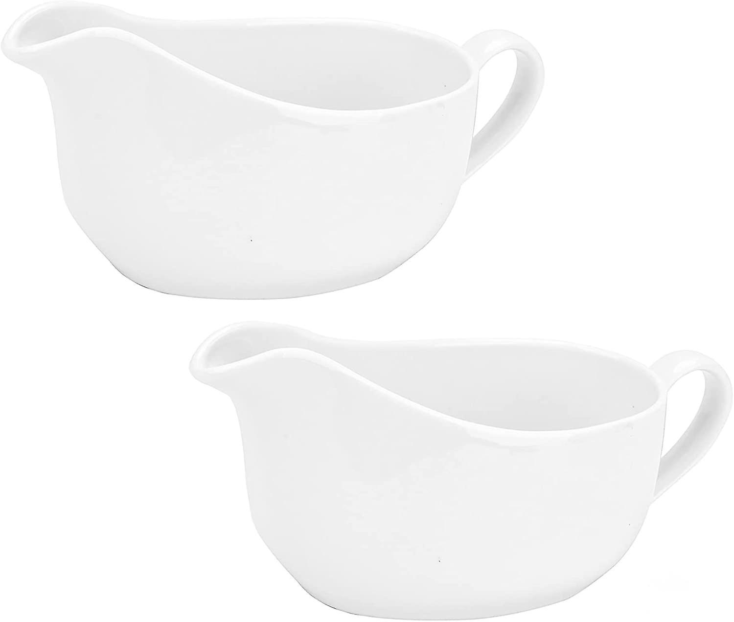 2 stk 15 oz sovsebåd, keramisk hvid lethældt sovsebåd til spisning, feriemåltider og fester