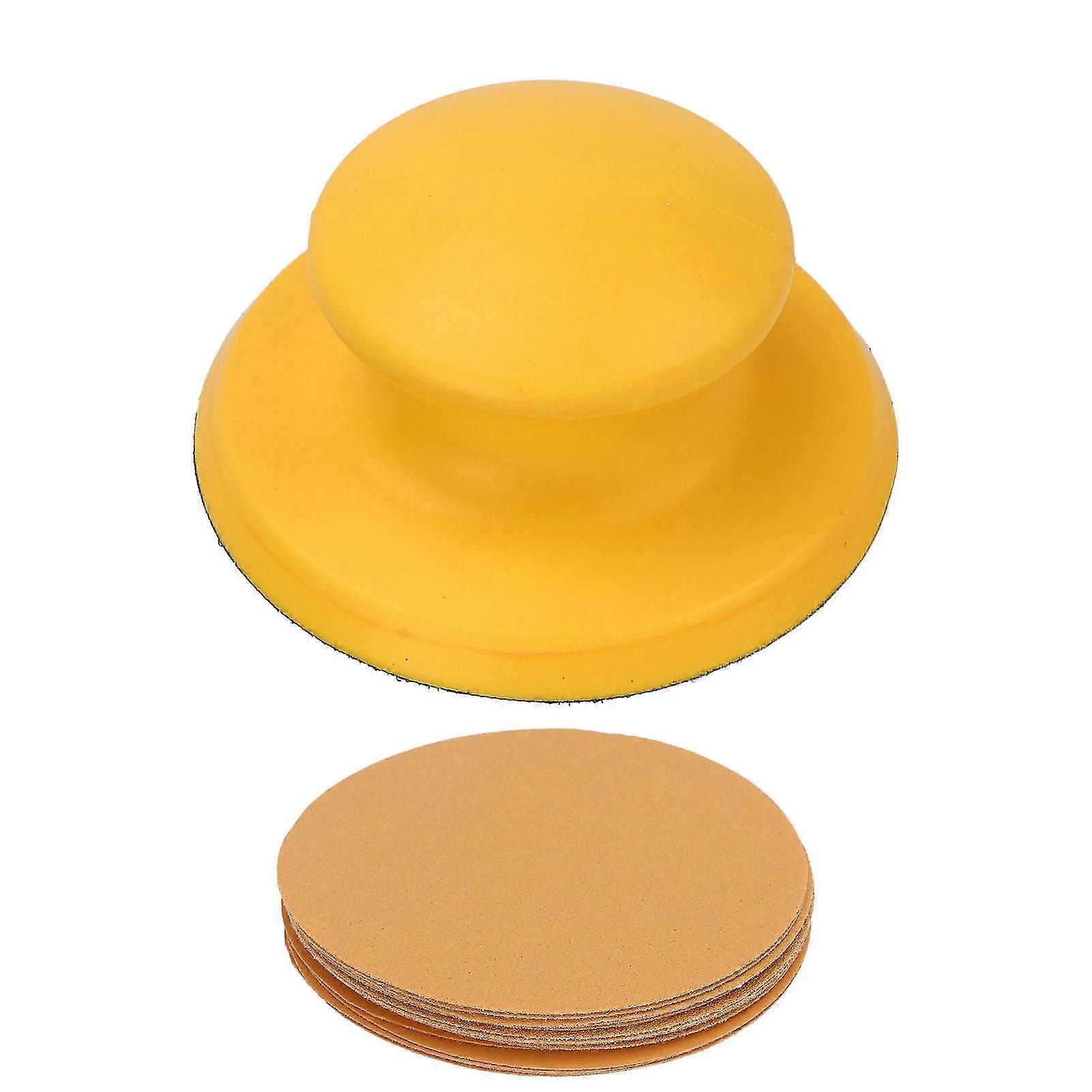 16PCS Round Shaped Hand Sanding Block with Anti Slip Handle for Woodworking