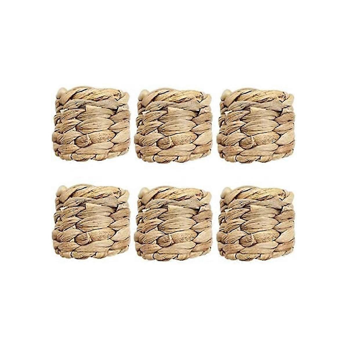 6 stk vevde serviettringer sett, rustikke serviettringer, håndlagde serviettringer, naturlige serviettringer, til borddekorasjon