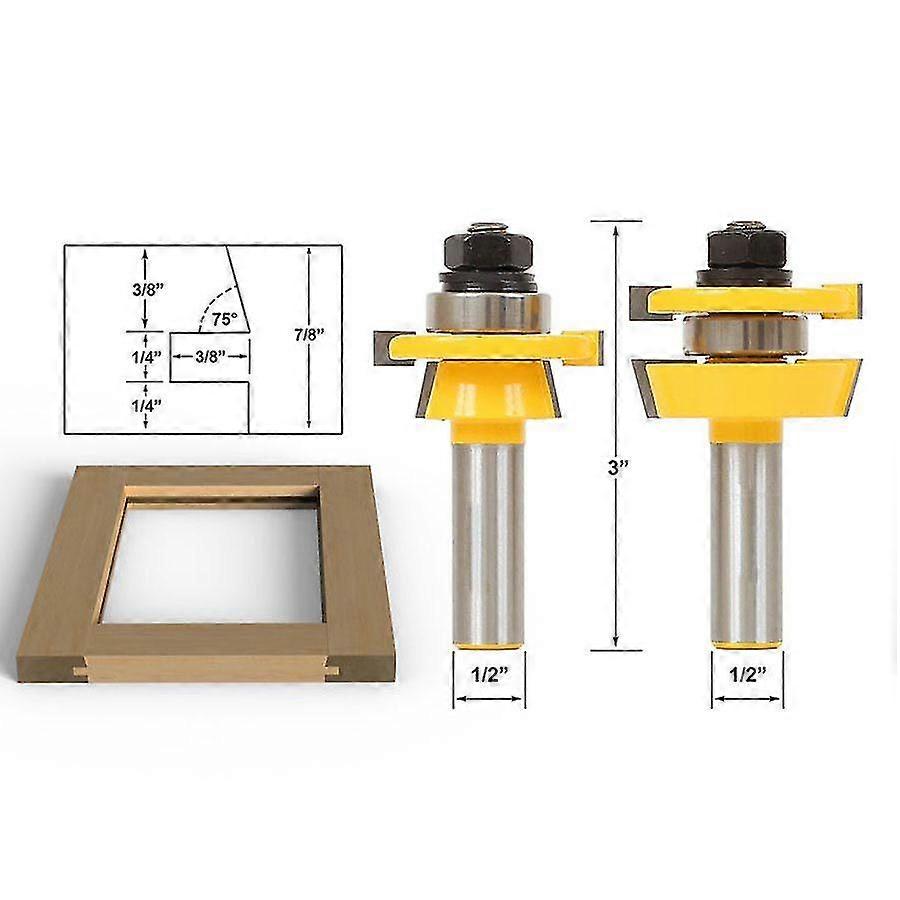 2 stuks Rail Router Bit 1/2 Inch Shaker Houtbewerking Beitel Cutter