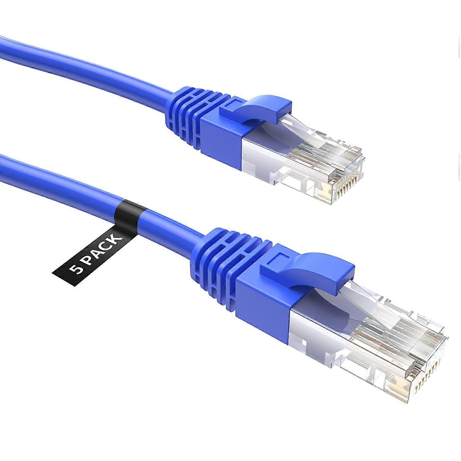 15 Feet (5-Pack ) Cat 5E Ethernet Patch Cable. Rj45 Computer Network Cord