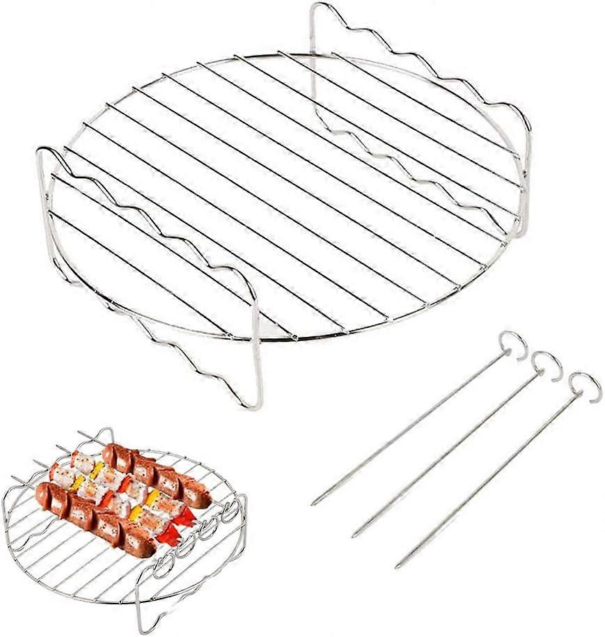 XL Heißluftfritteuse-Zubehör-Heißluftfritteuse-Rack-Set, Mehrzweck-Doppelschichtgestell mit Spieß, kompatibel