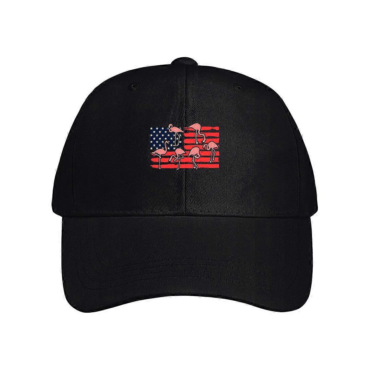 Us Flag Flamingos Baseball Cap