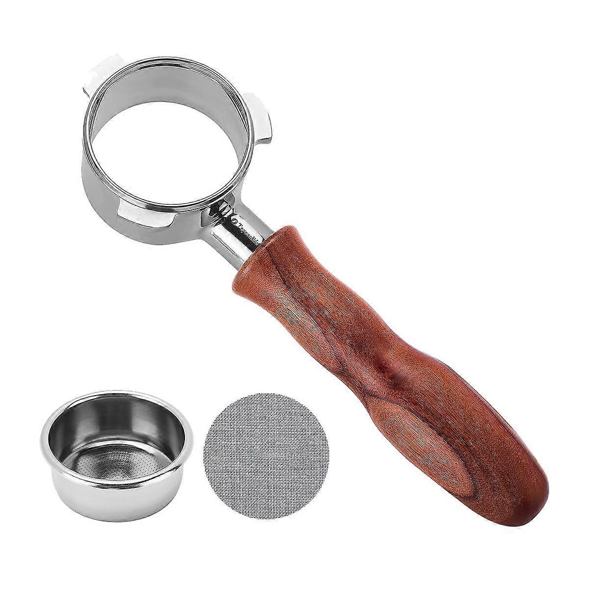 54mm Bottomless Portafilter,Replacement for Portafilter,Made of Stainless Steel and Solid Wood.Portafilter Bottomless