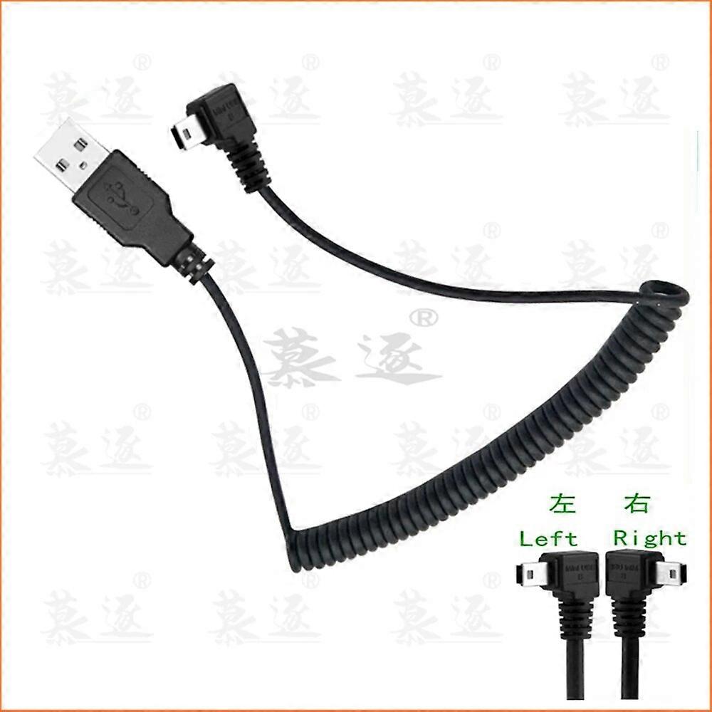 USB 2.0 male to Mini USB Right angled 90 degree Flexible Spring Retractable Charging data Cable for Car navigation GPS MP3MP4