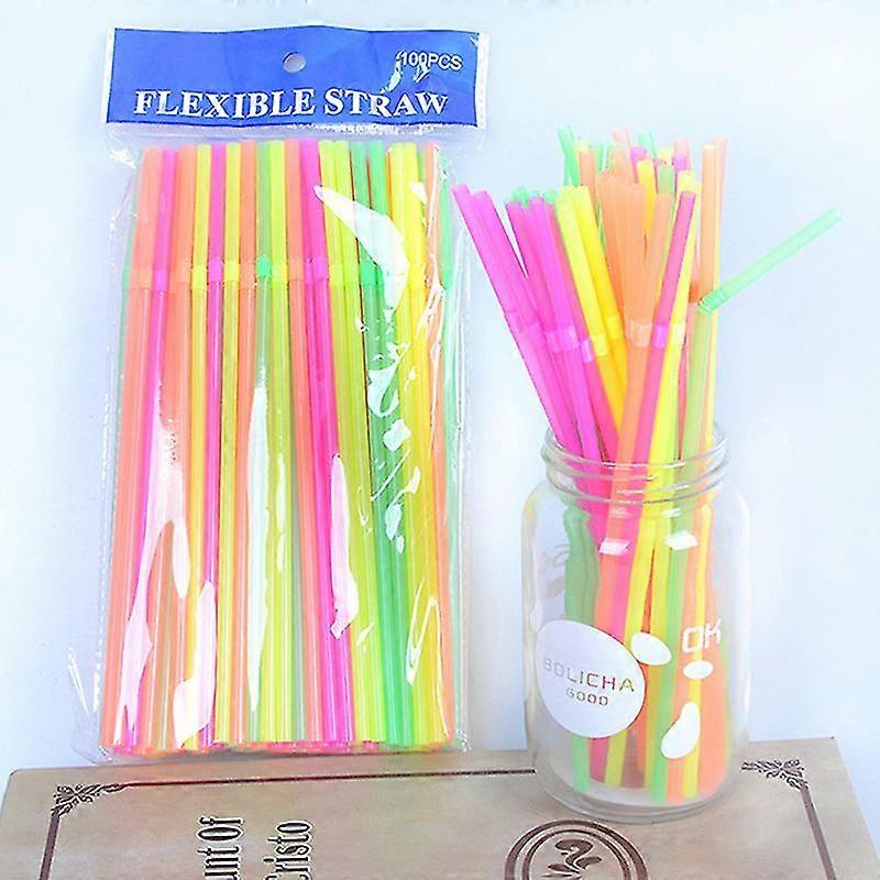 Fluorescent Bendable Drinking Straws Disposable Beverage Straws Wedding Decor