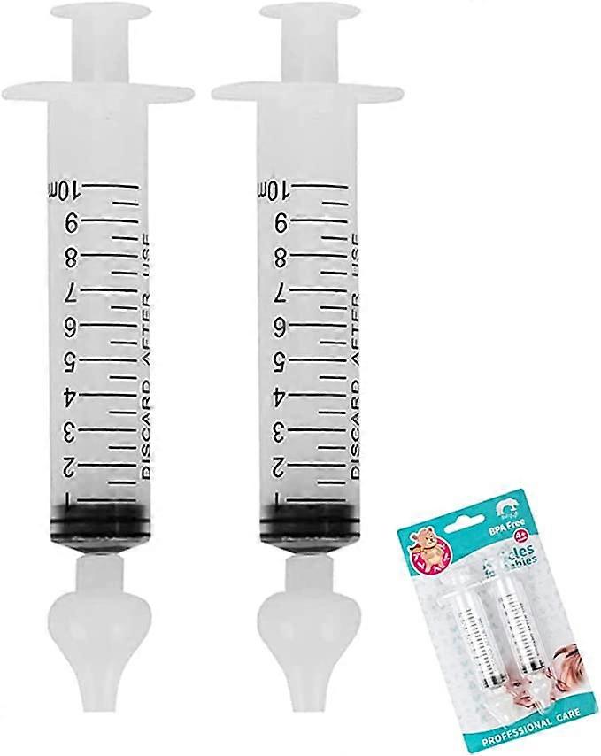 2Pcs Baby Nasal Aspirator, 10ml Syringe Nasal Irrigator, Reusable Silicone Nasal Suction Tip, Nasal Irrigator Syringe