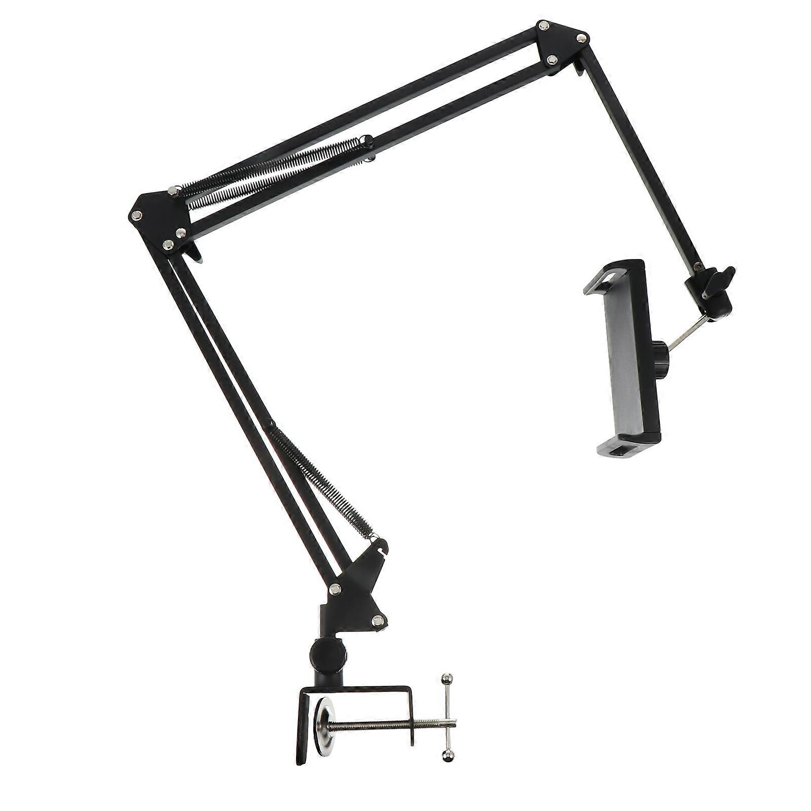 1pc Tabletop Metal Cantilever Folding Telescopic Lazy Tablet Bracket (Black)