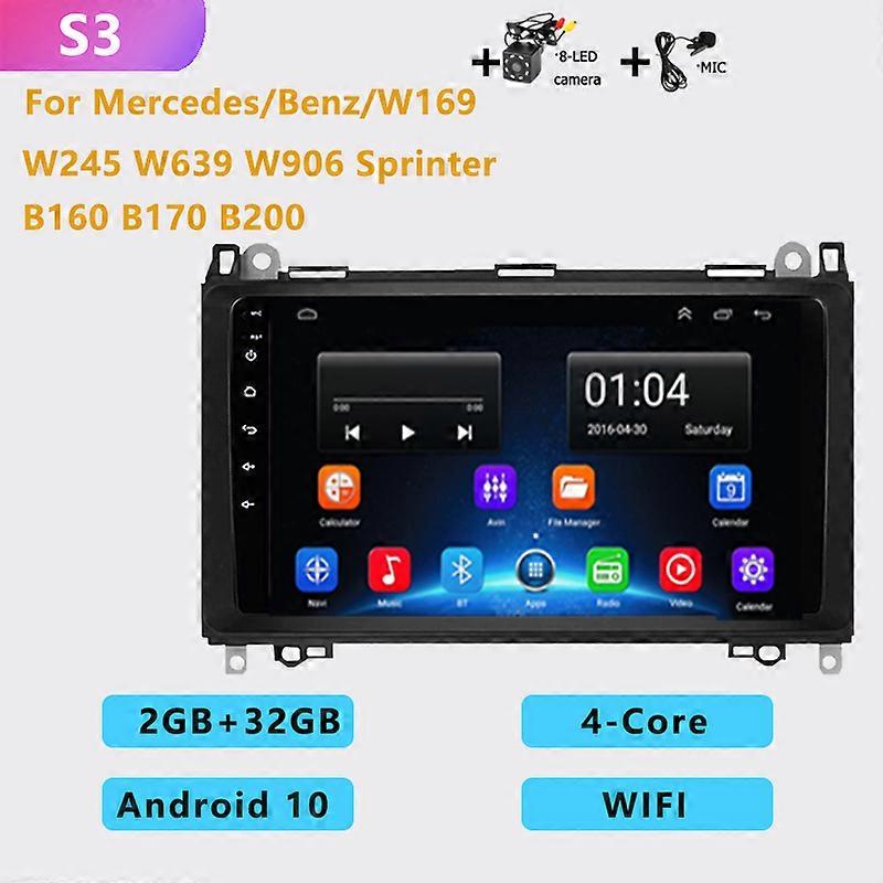 2DIN car radio Android multimedia player Auto GPS For Mercedes/Benz/W169 W245 W639 W906 Sprinter B160 B170 B200 TPMS DAB + OBD2