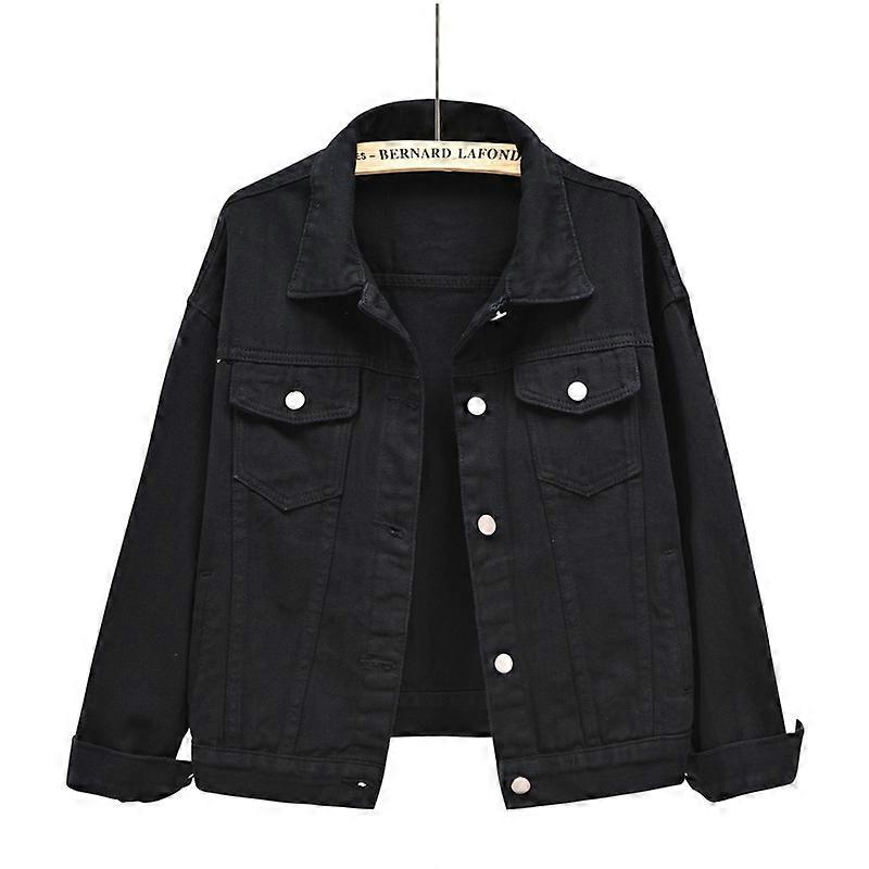 Jachetă denim pentru femei versiune coreeană scurtă jachetă liberă bf cu mâneci lungi top student