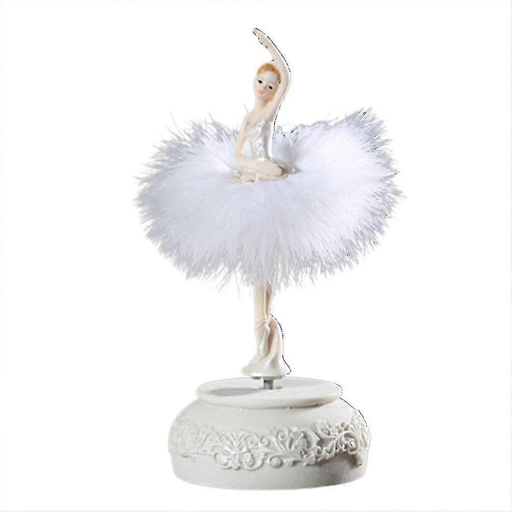 Ballerina Music Box Dancing Girl Swan Lake Carousel With Feather For Birthday Gift