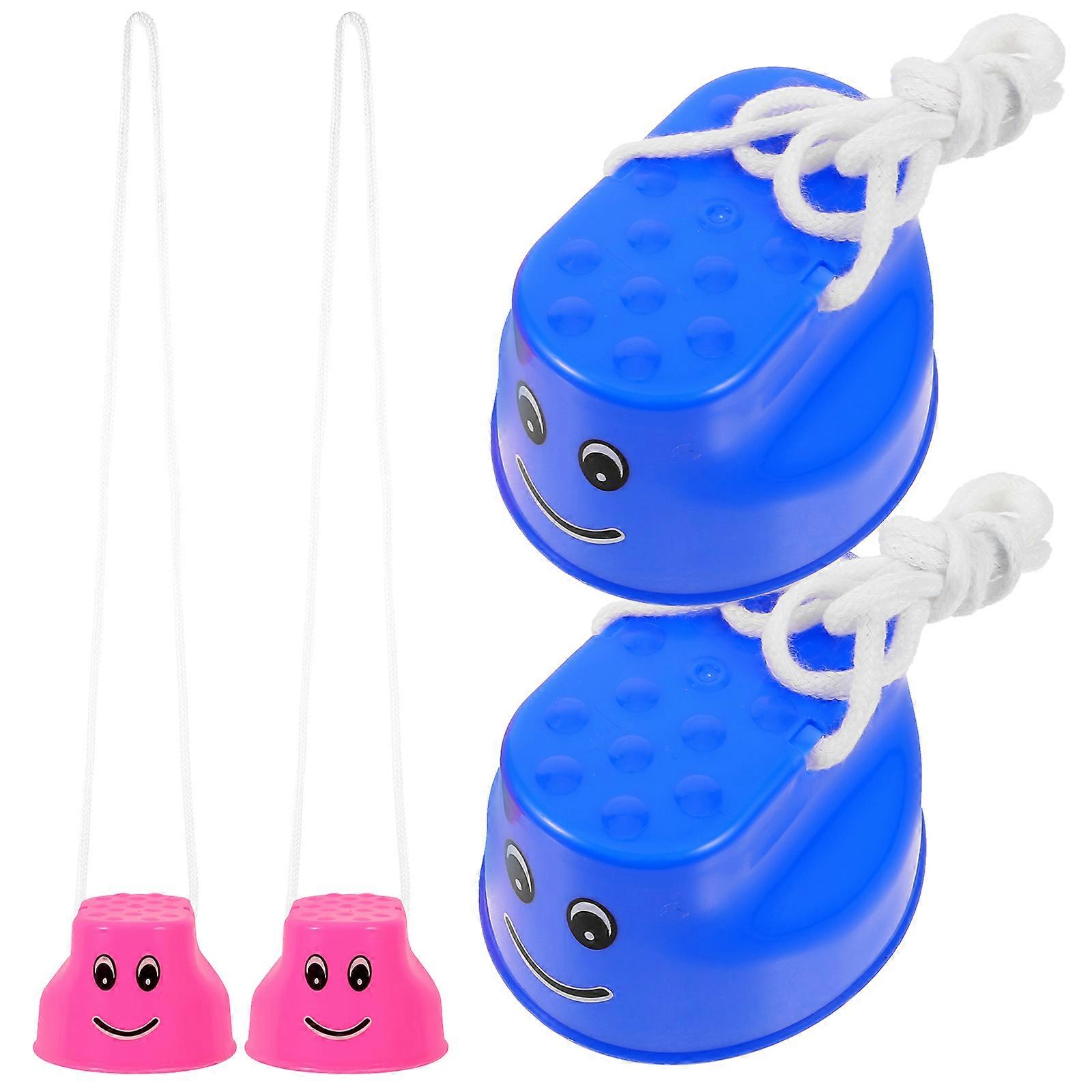 4Pcs Children Stilts Toy Smiling Face Design Stilts Kids Stepper Toy Balance Training Toy