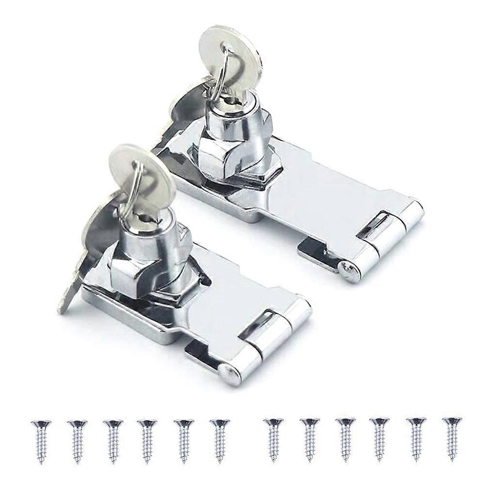 2 Pcs Stainless Steel Padlock Key Hasps for Doors and Cabinets Drawer Doors and Locks with (2.5" and