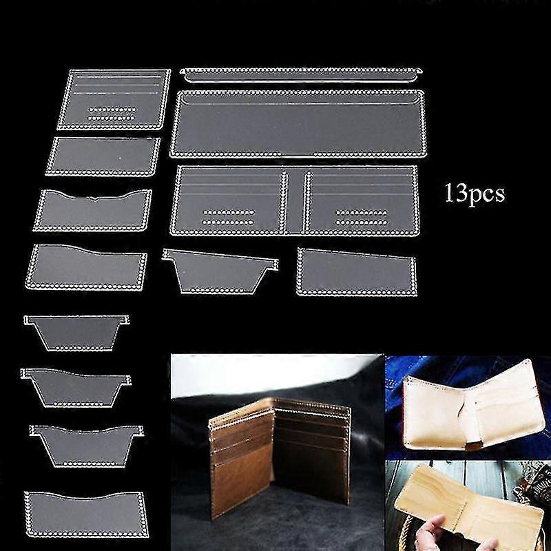 13pcs Clear Acrylic Wallet Pattern Stencil Template Sets Leather Craft DIY Tool