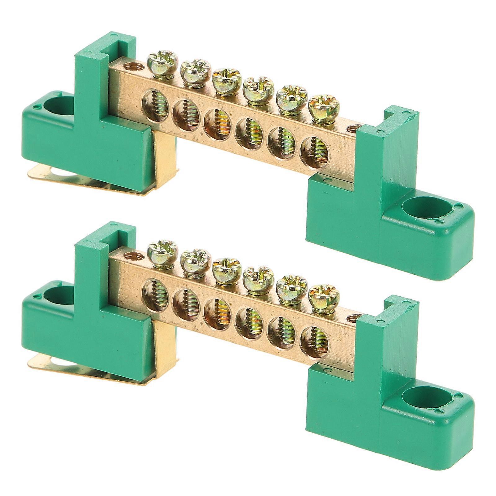 2 قطعة قضبان الحافلات الأرضية قضبان التأريض الكهربائية 6 محطات شريط أرضي قضيب أرضي بلوك أرضي