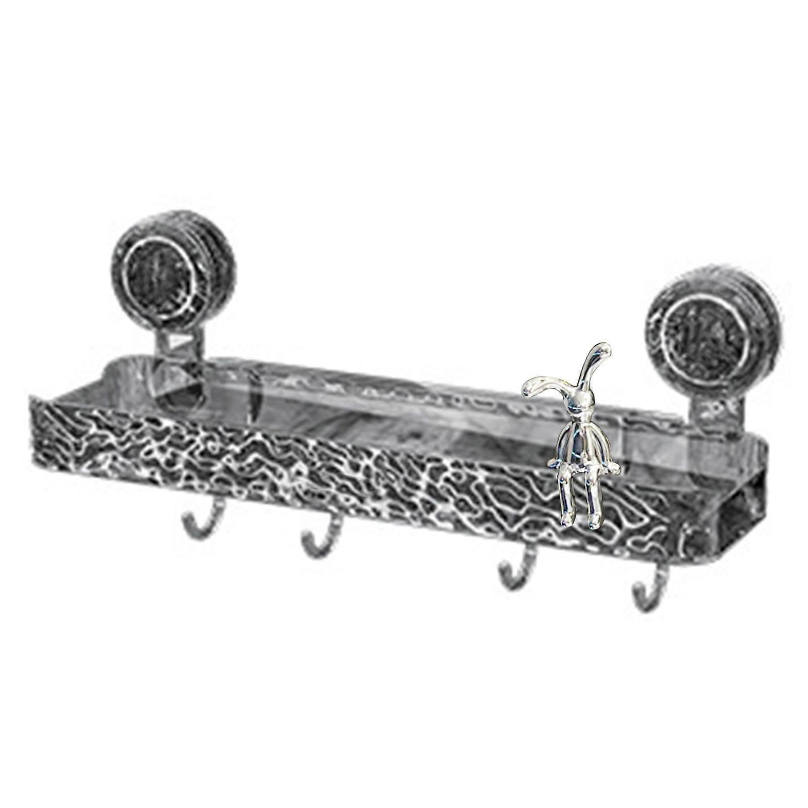 Bathroom Storage Rack with Hooks Transparent Wall-mounted Punch-free Self-adhesive Great Load Bearing Anti-slip Cosmetic Toothpaste Sink Oaganizer Sto