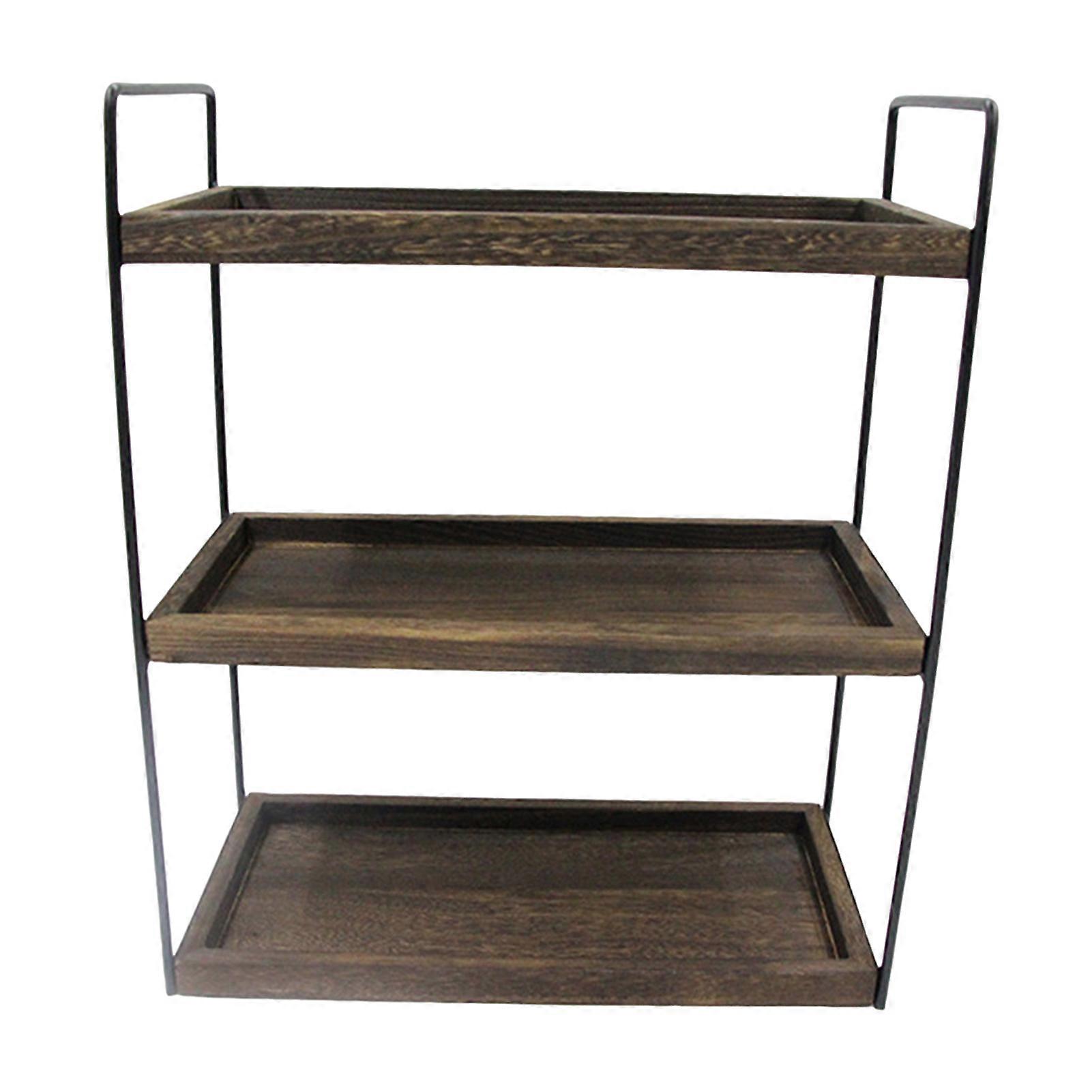Desktop Multi-layer Storage Rack Bathroom Counter Organizer Wood Construction High Stability Makeup Organizer Storage Shelf