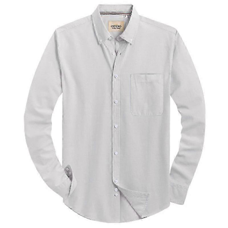 Mens Solid Oxford Shirt Long Sleeve Button Down Shirts With Pocket