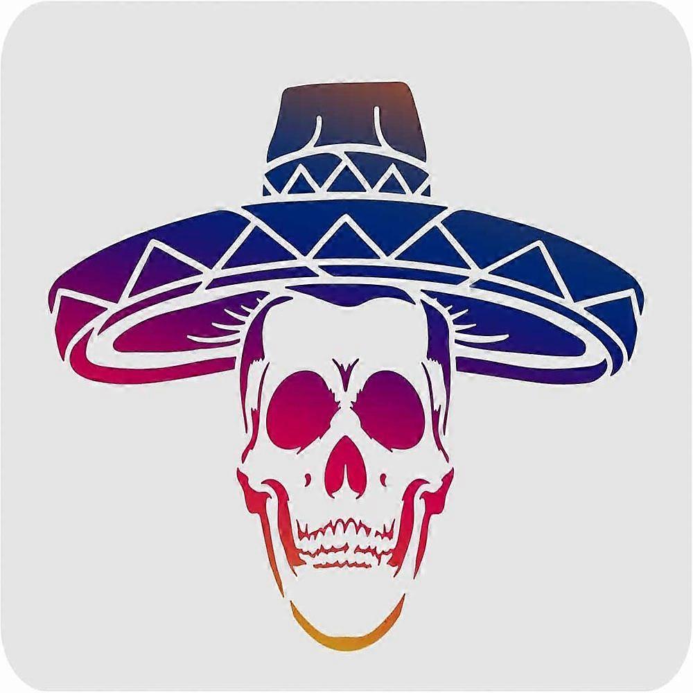 1pc Large Plastic Reusable Drawing Painting Stencils Templates for Painting on Scrapbook Fabric Tiles Floor Furniture Wood Rectangle Skull Pattern 297