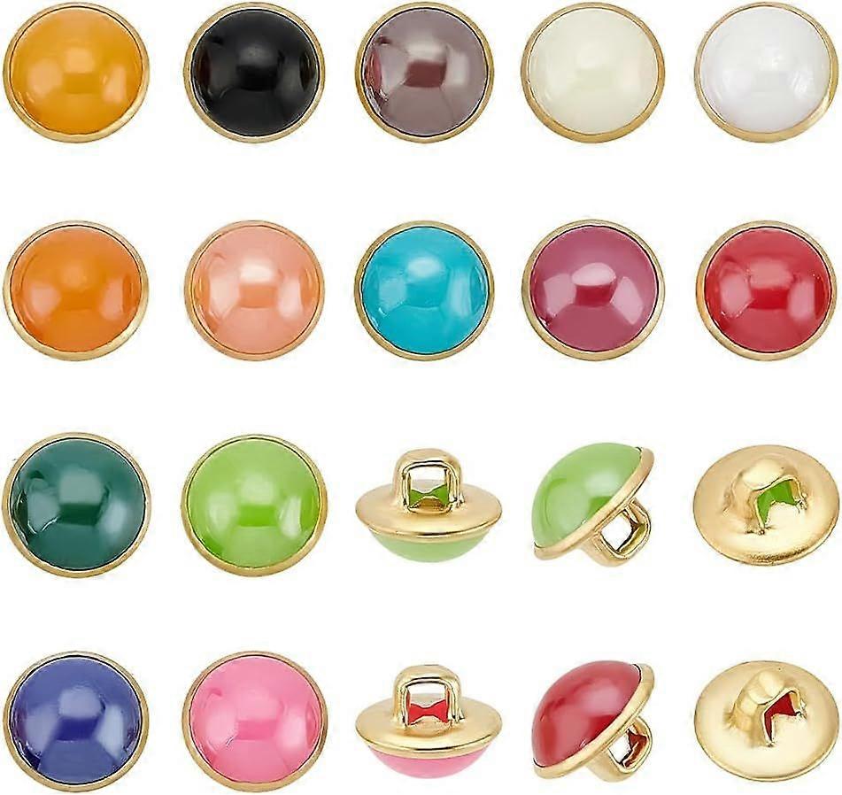140 Pcs 10mm Brass Resin Shank Buttons 14 Colors Half Round Sewing Buttons Pearls Styles Shank Buttons Single Hole Buttons for Crafts Clothes Coat Jac