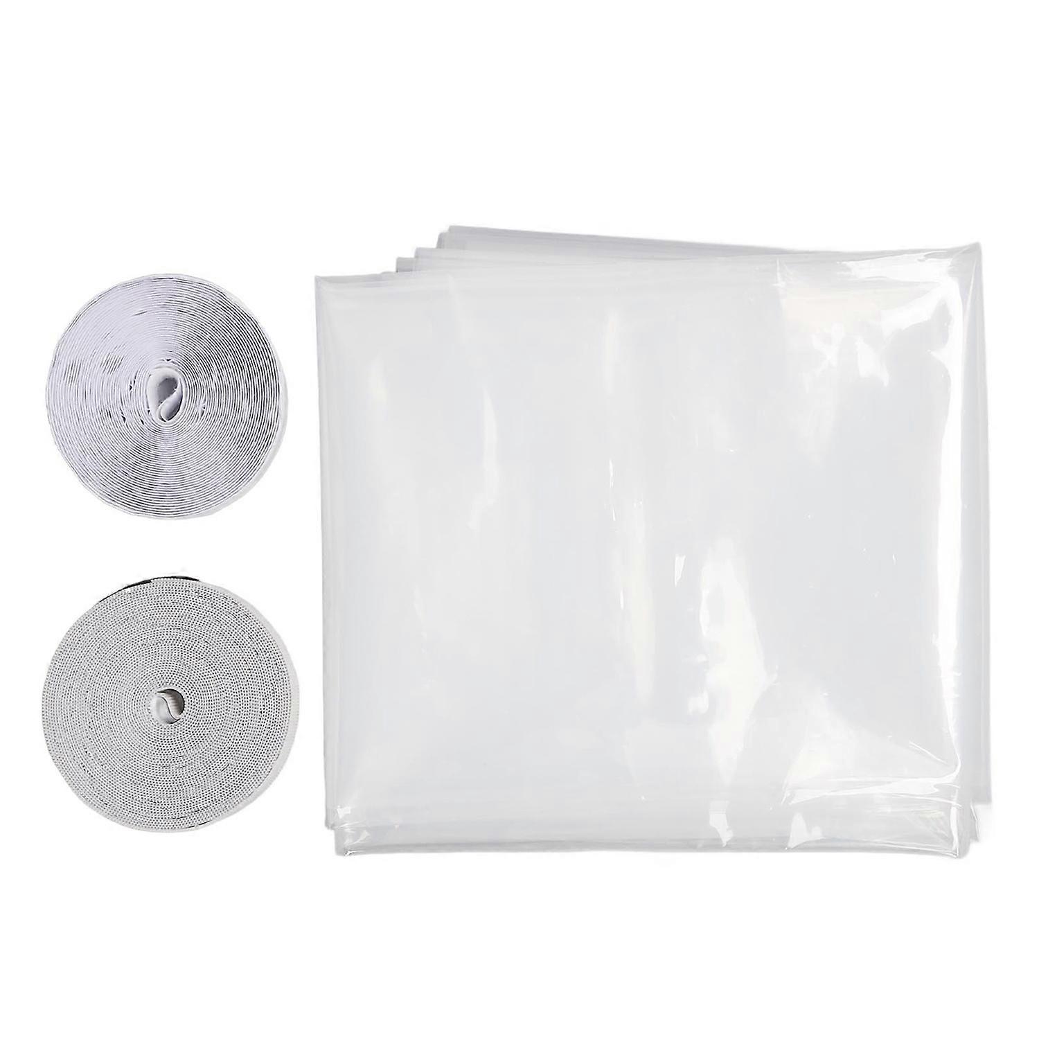 Indoor Window Insulation Film Back Adhesive Hook Loop Fasteners Reusable Cuttable Transparent Thick 