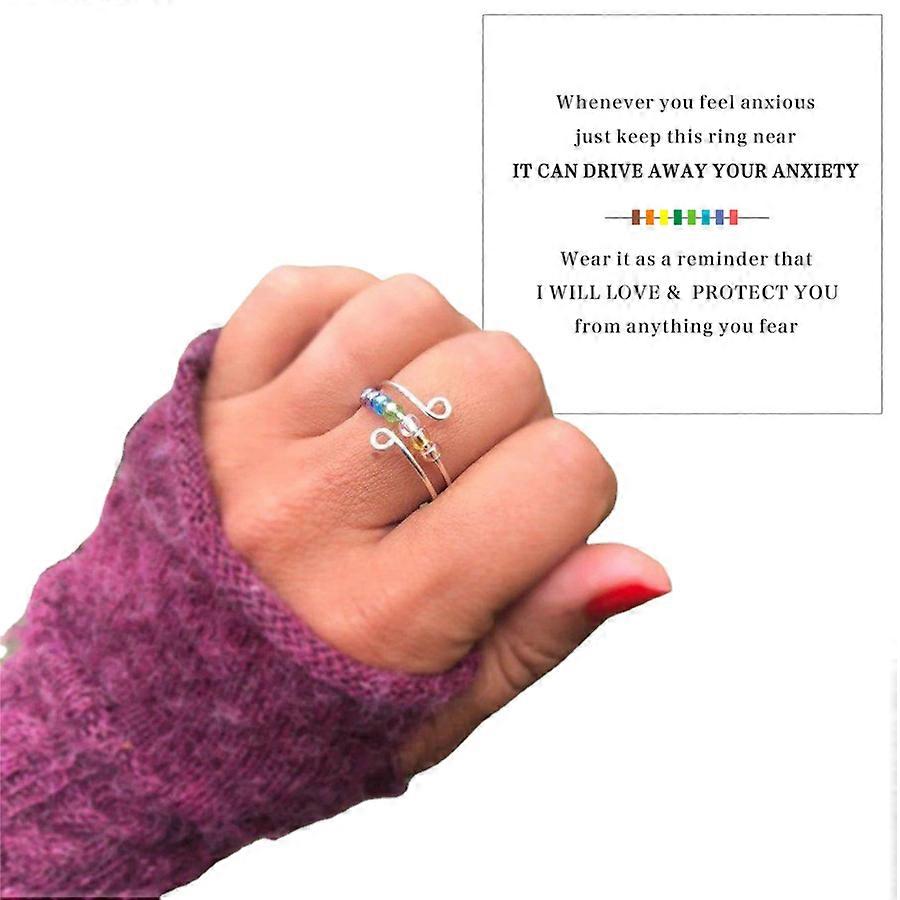 2022 NEW To My Daughter Rainbow Beads Fidget Ring - Drive Away Anxiety