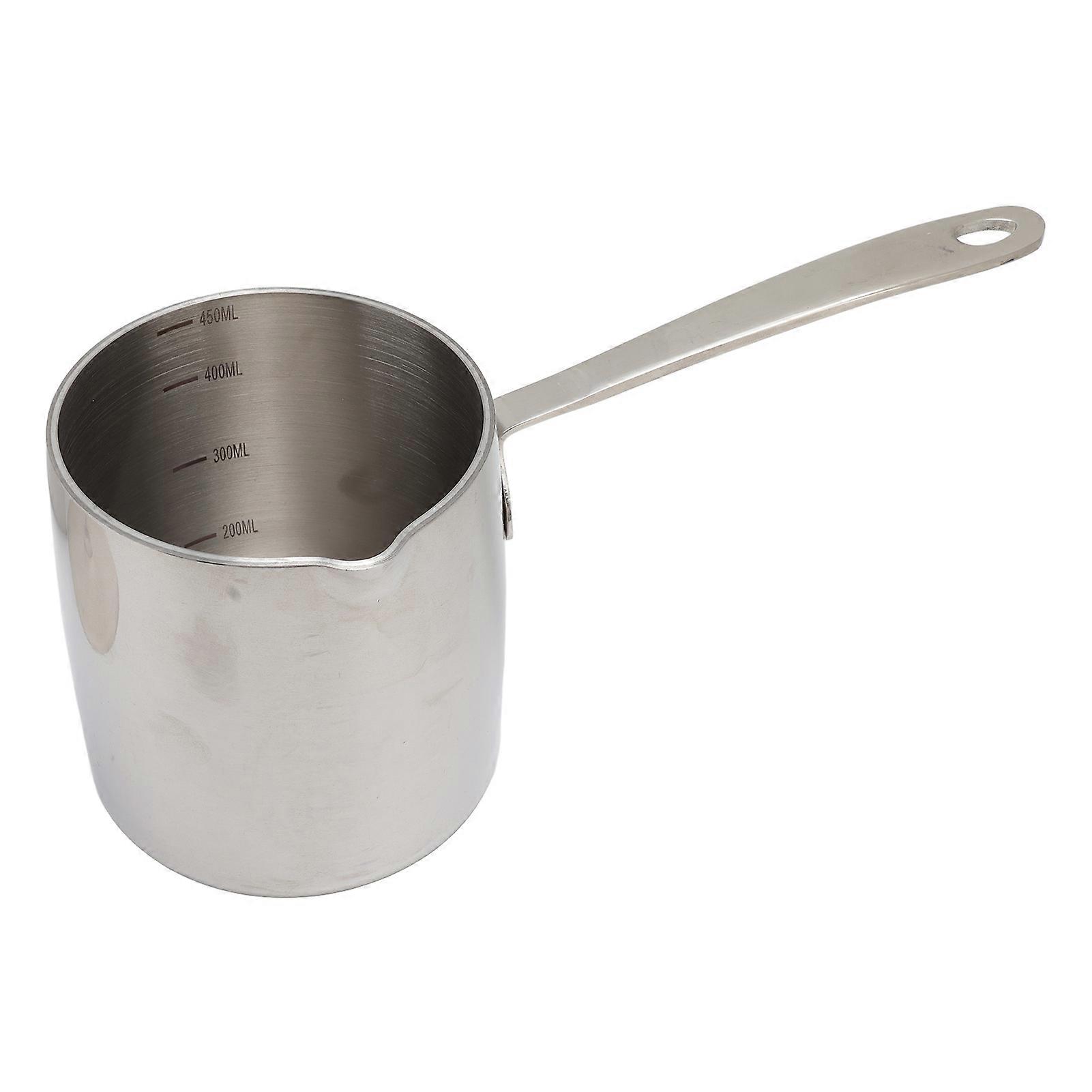 Chauffe-beurre Pot à conduction thermique rapide Trois couches Chauffe-beurre en acier inoxydable avec trou d’échelle précis, 450ML