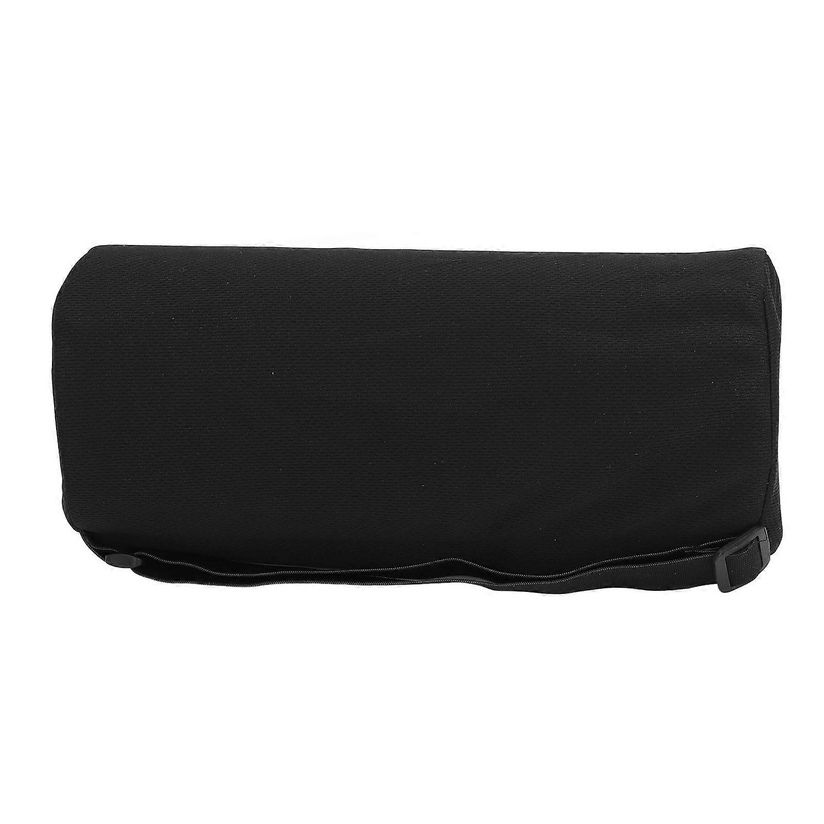 Lumbar Roll Pillow Memory Foam Waist Support Adjustable Strap Black