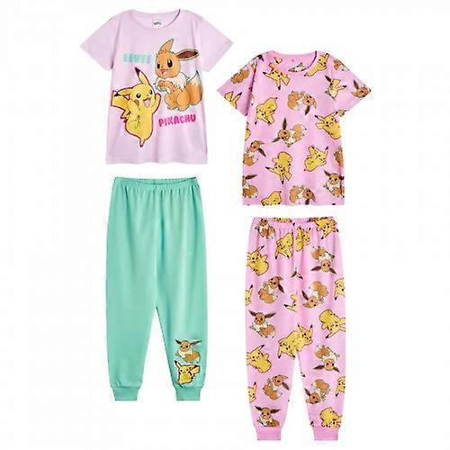 Pokemon Mädchen Pikachu & Evoli Langes Pyjama-Set (2er-Pack)