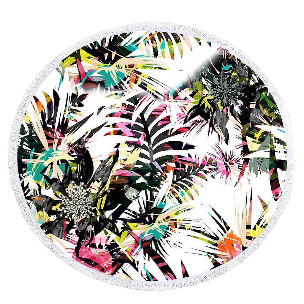 Round Beach Towel Tapestry for Palm Leaves Throw Boho Hippie Beach Blanket Bohemian Large Bath Towels Table Cloth Yoga M