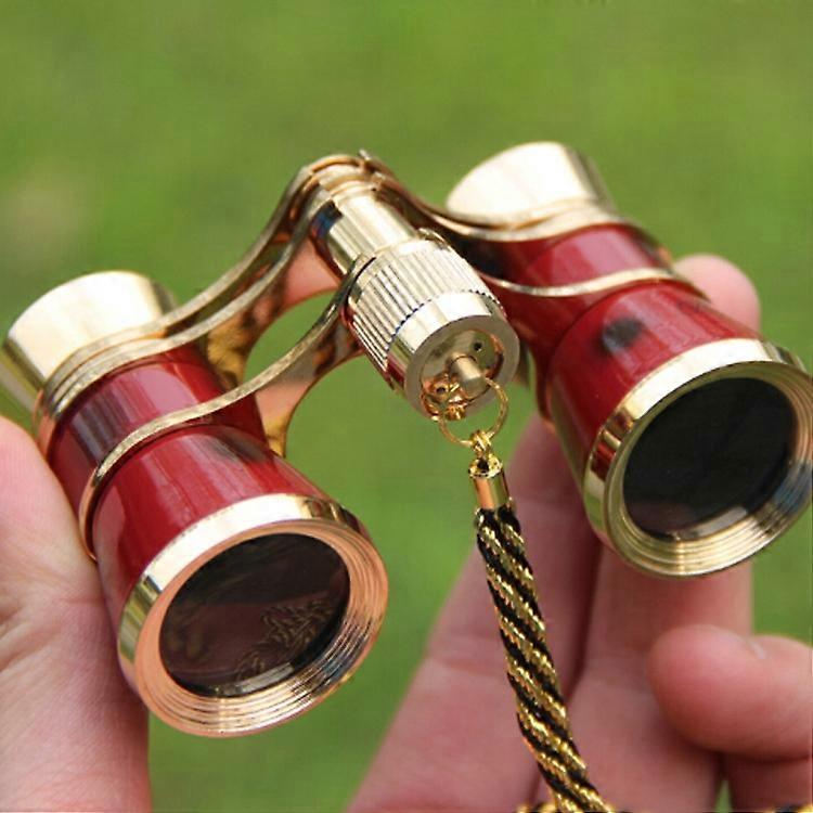 Metal 3X25 Belt Gold Plating Red Classical Gift Mirror Telescope Wine Red with Chain