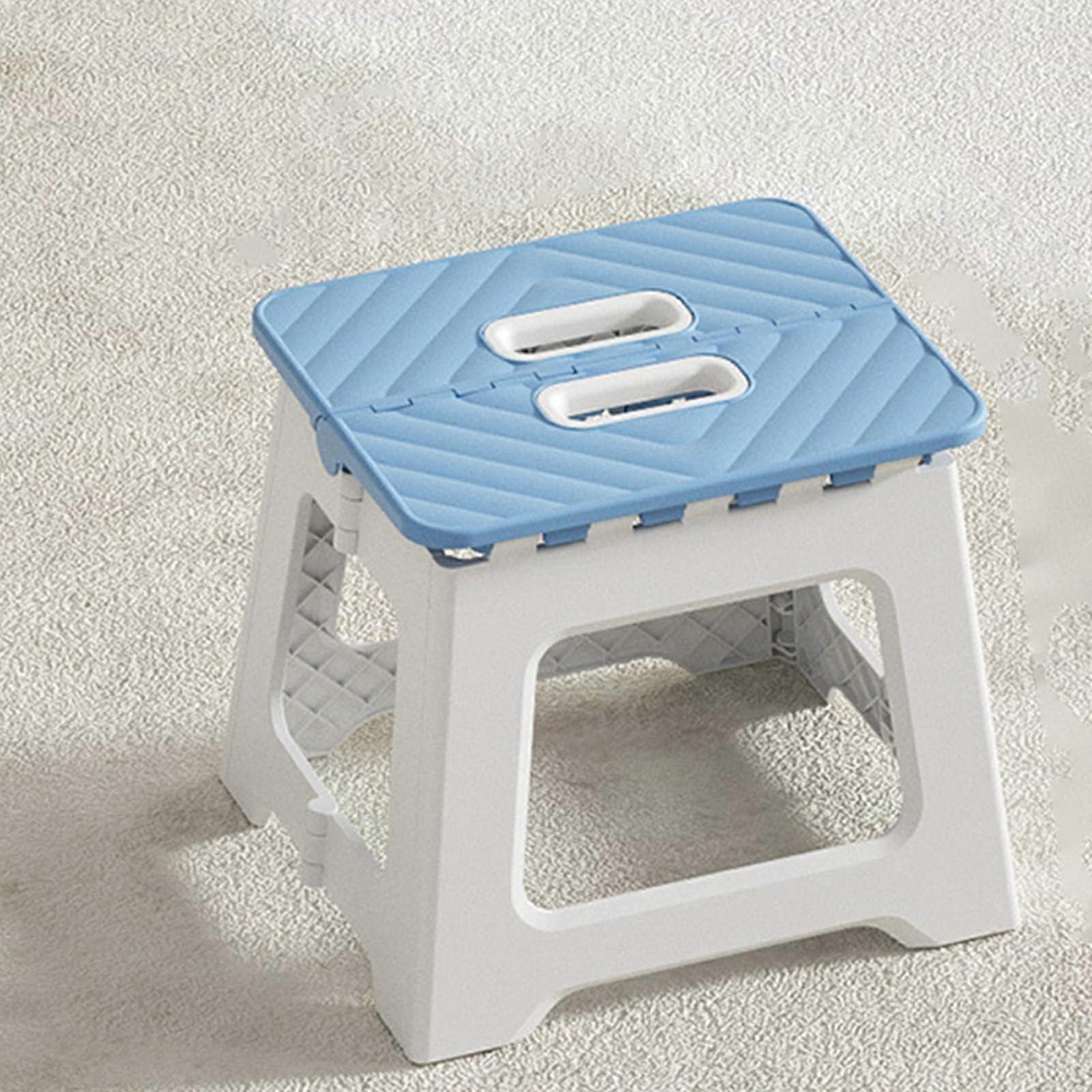 Compact Plastic Folding Step Stool - Lightweight, Non-Slip, 2-Step Design for Kitchen and Bathroom Use