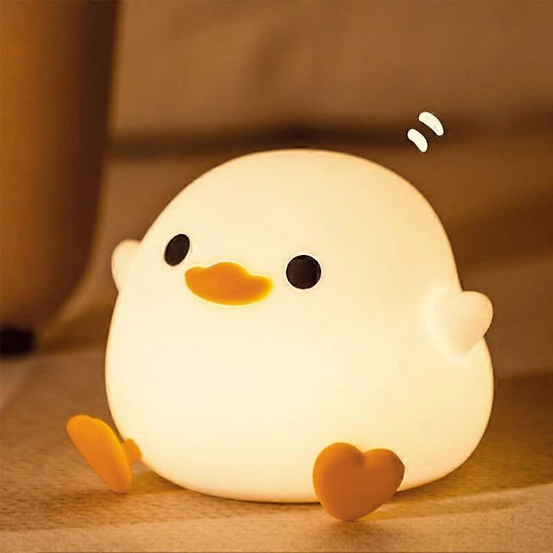 Cute Duck Silicone Rechargeable Night Light for Kids Bedrooms, Dimmable LED Desk Lamp, Soft Touch, Portable Design