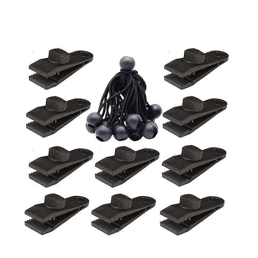 10 set presenningklämma tältklämma presenningmarkisklämma markisklämma spännare elastiskt bungee-rep presenningsboll bungee-rep för tält, överdrag, markiser, banderoller,