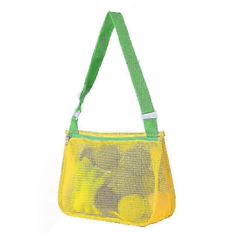 Beach Bag Net Bag,Children's Shell Collection Bag,Beach Toy Finishing Storage Bag,Yellow Green 25*20*8cm