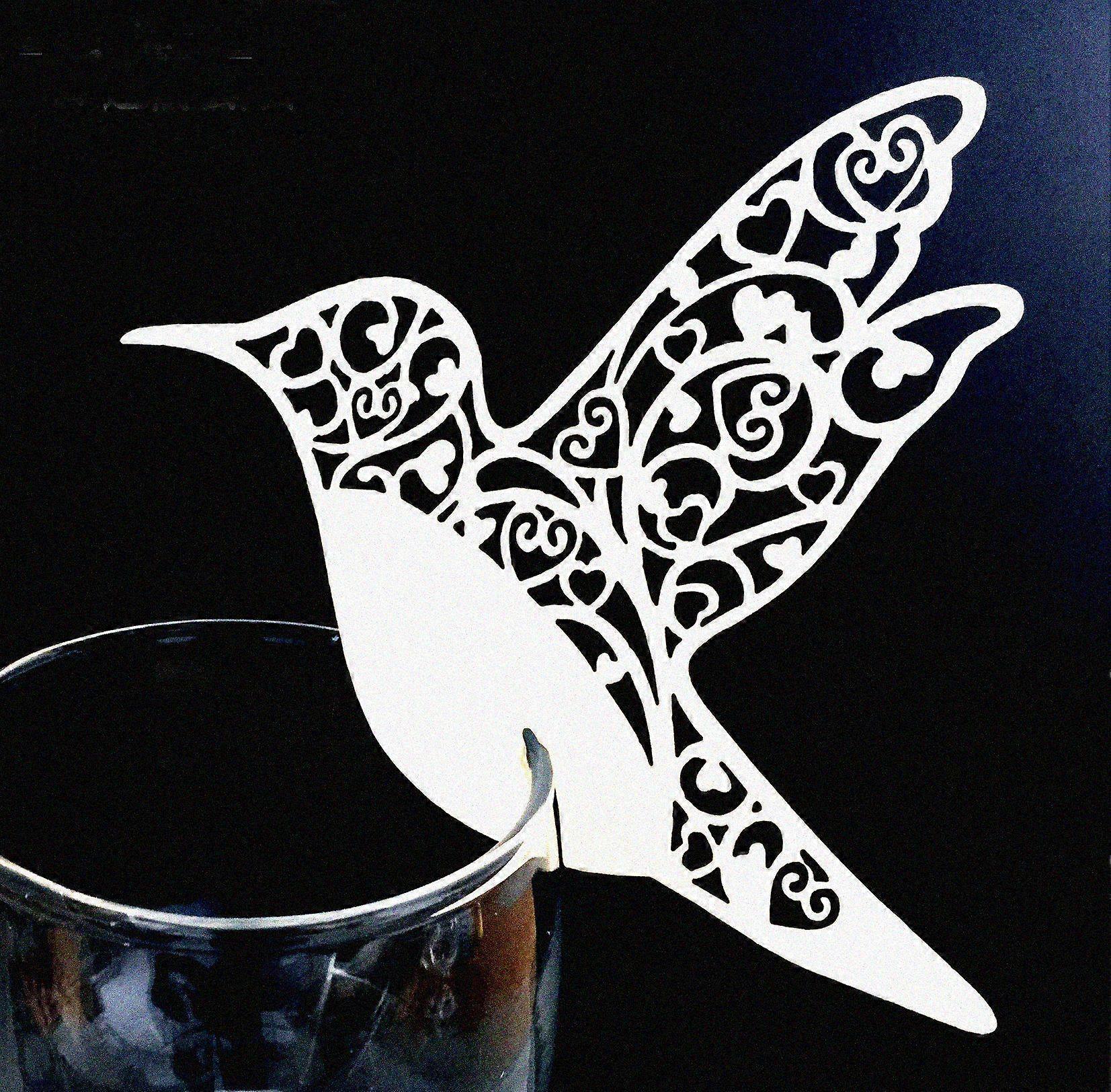 50pcs/pack Humming Birds Wedding Table Name Place Cards Wine Glass Party Decor