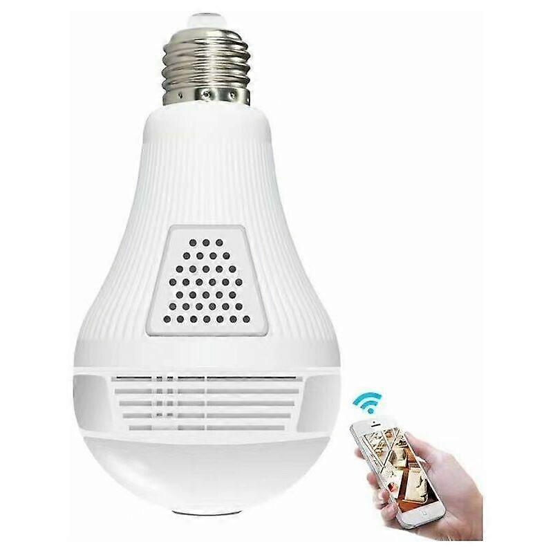 1080P HD WiFi Camera 2MP, 360 Panorama DVR Camera Bulb Remote Monitoring Smart Security Camera for Home Security System, Motion Detection & Chat