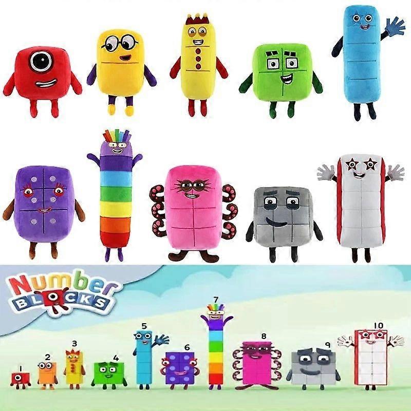 10pcs/set Numberblocks Βελούδυρα παιχνίδια εκπαιδευτικός γεμιστός αριθμός μπλοκ παιχνίδια κινούμενα σχέδια φιγούρα γεμιστά Βελούδαμινα παιδιά δώρο