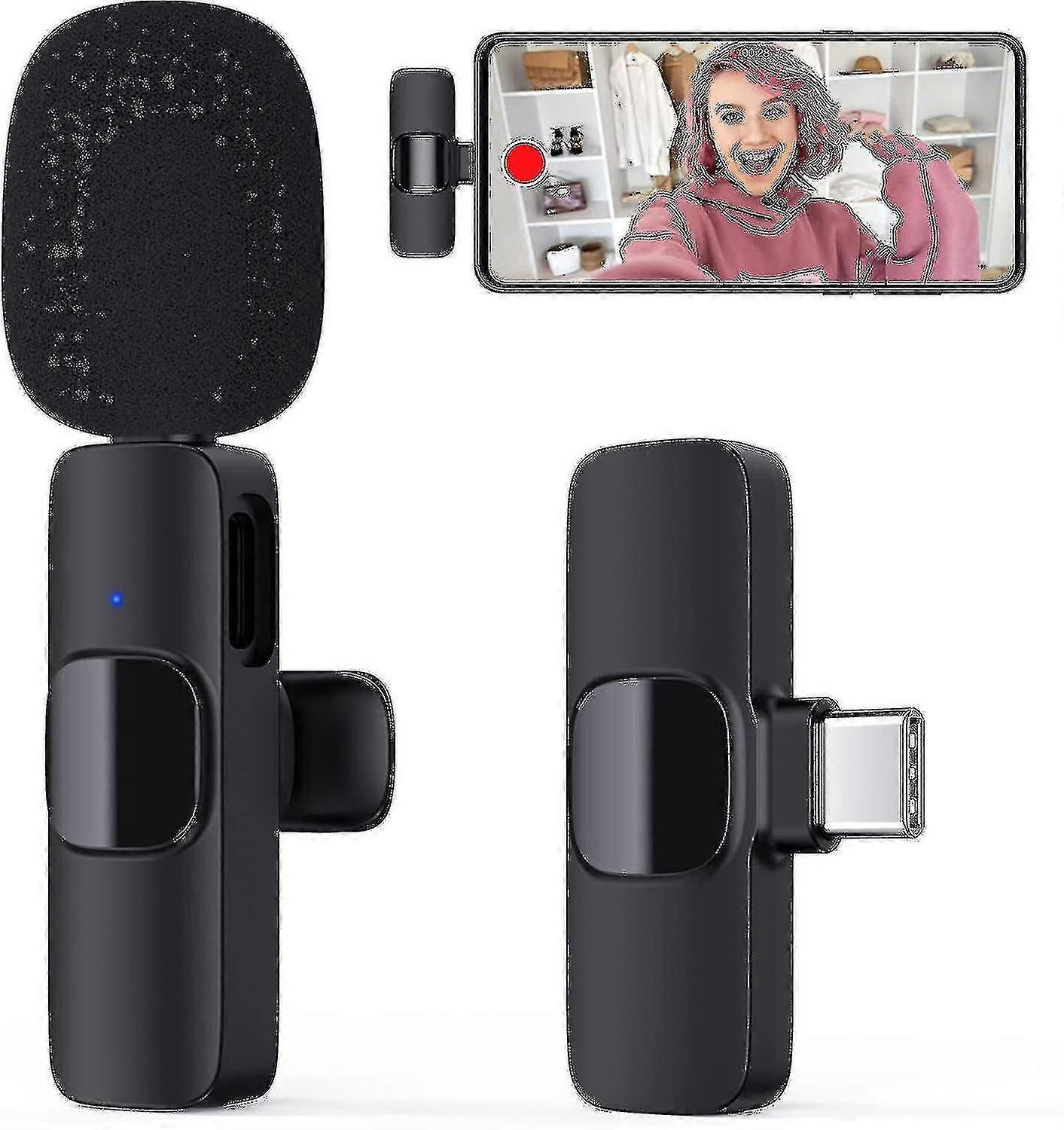 Microfone lavador sem fio 2.4ghz, microfone lavador sem fio com kit transceptor para smartphone Android/entrevista ao vivo (sem Réquir de aplicativo