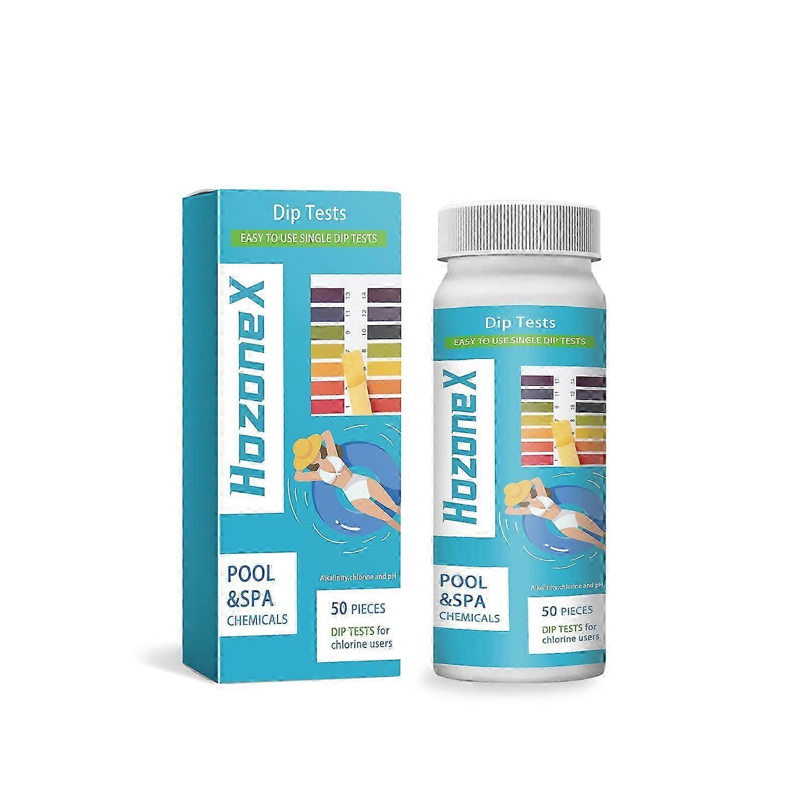 Pool Test Strips, Swimming Pool and SPA Test Strips, 50Pcs Hot Tub Test Strips, Accurate Testing pH, Chlorine and Alkalinity