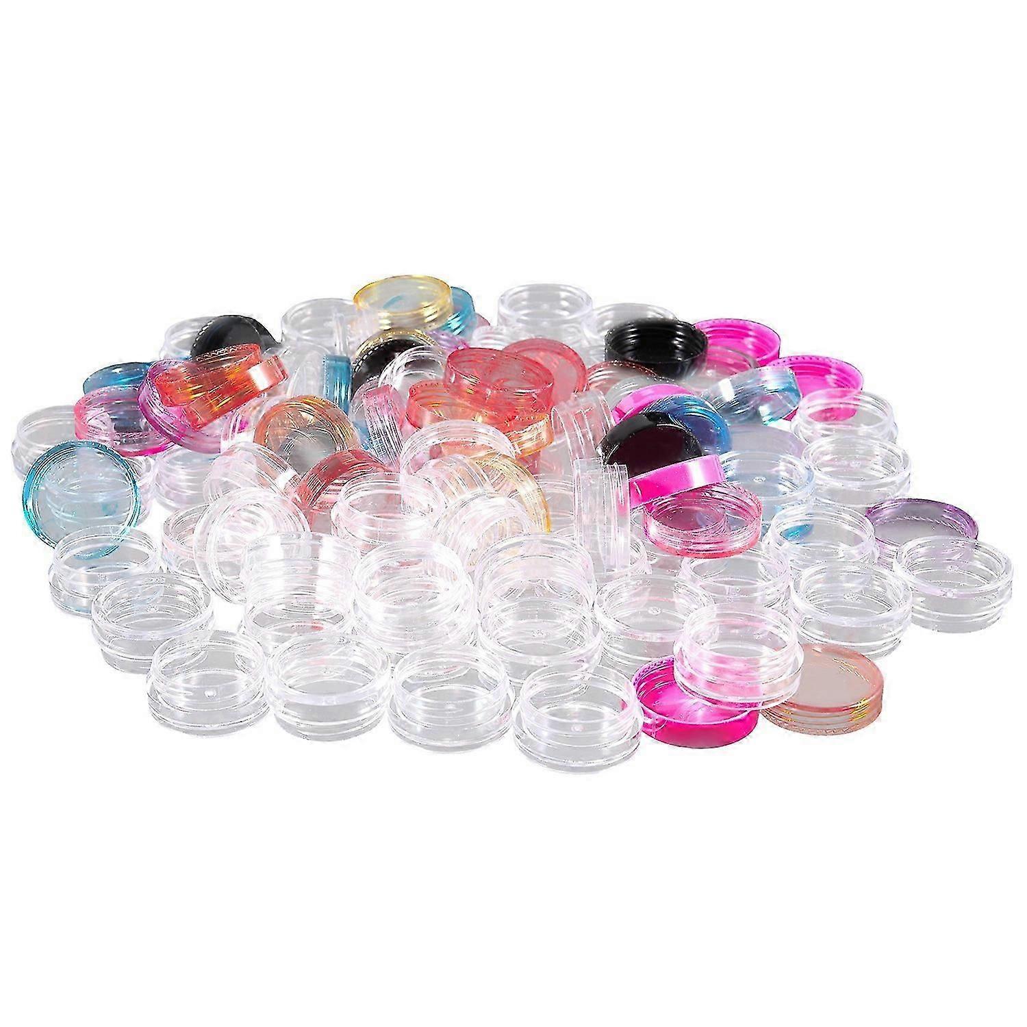50 Pieces Plastic Pot Jars Empty Cosmetic Container with Lid for Creams Sample Make-up Storage, 5 g, 10 Colors jn