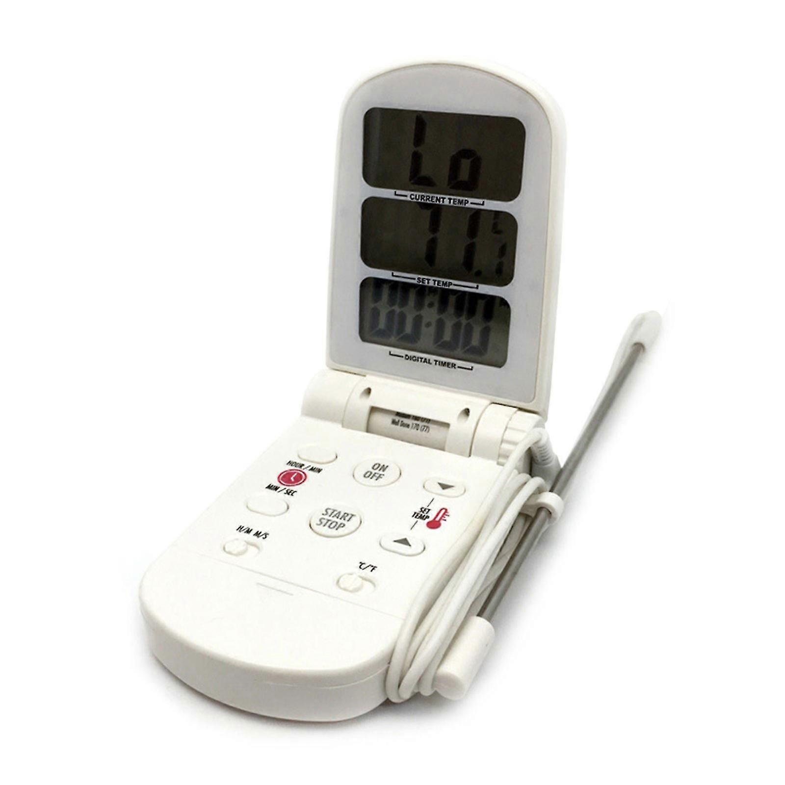 Bbq Grill Oven Thermometer Foldable Flip Lid Timer Digital Cooking Food