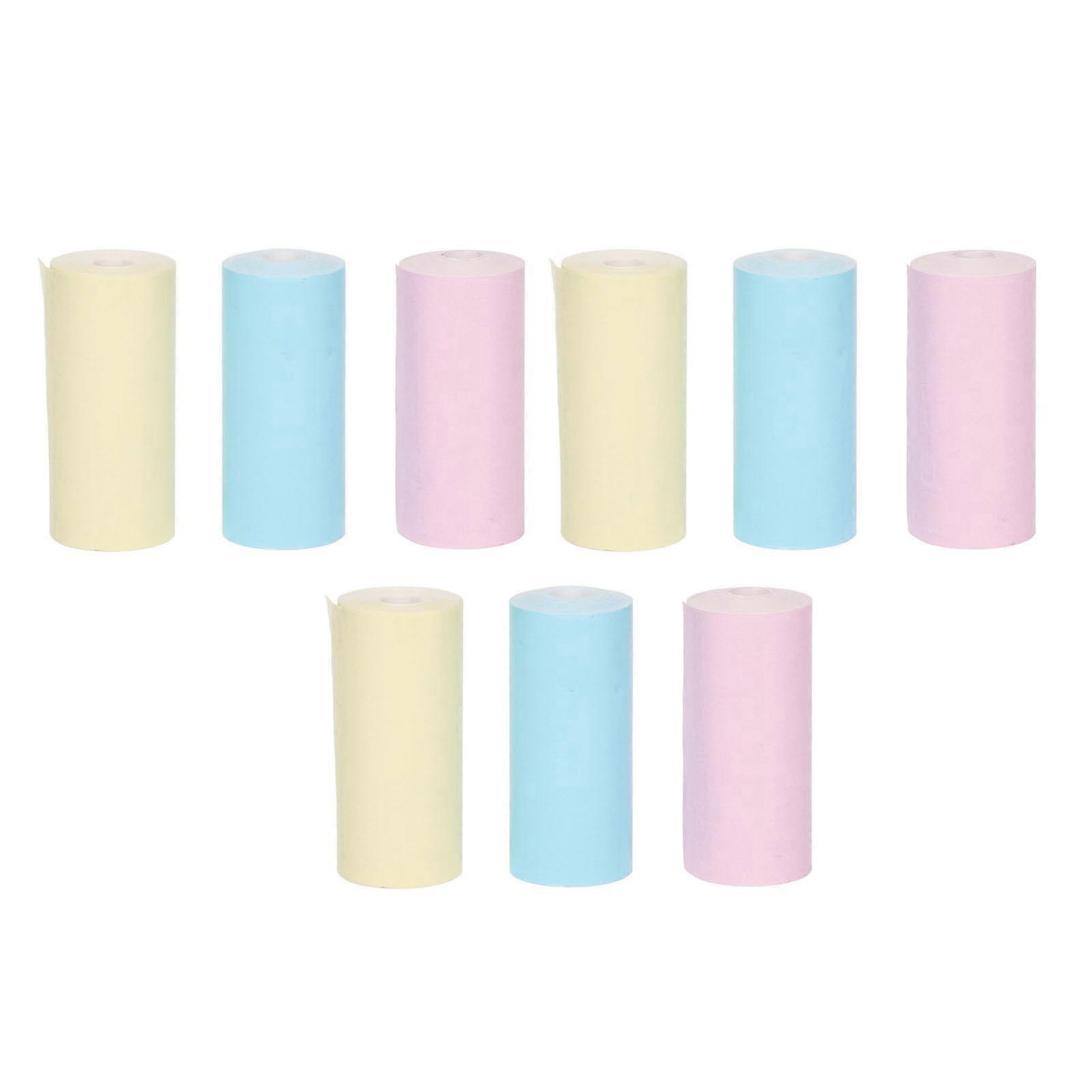 9 Pcs Mini Printing Paper Roll Different Colors Compact Portable Self Adhesive Printing Paper for Homes Office DIY