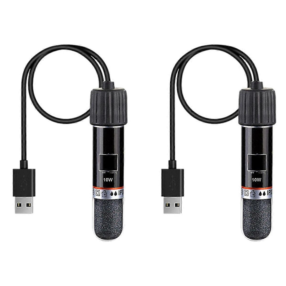 2X USB Mini Aquarium Heating Rod for Fish Tank 26C Constant Temperature Heater Submersible Thermos