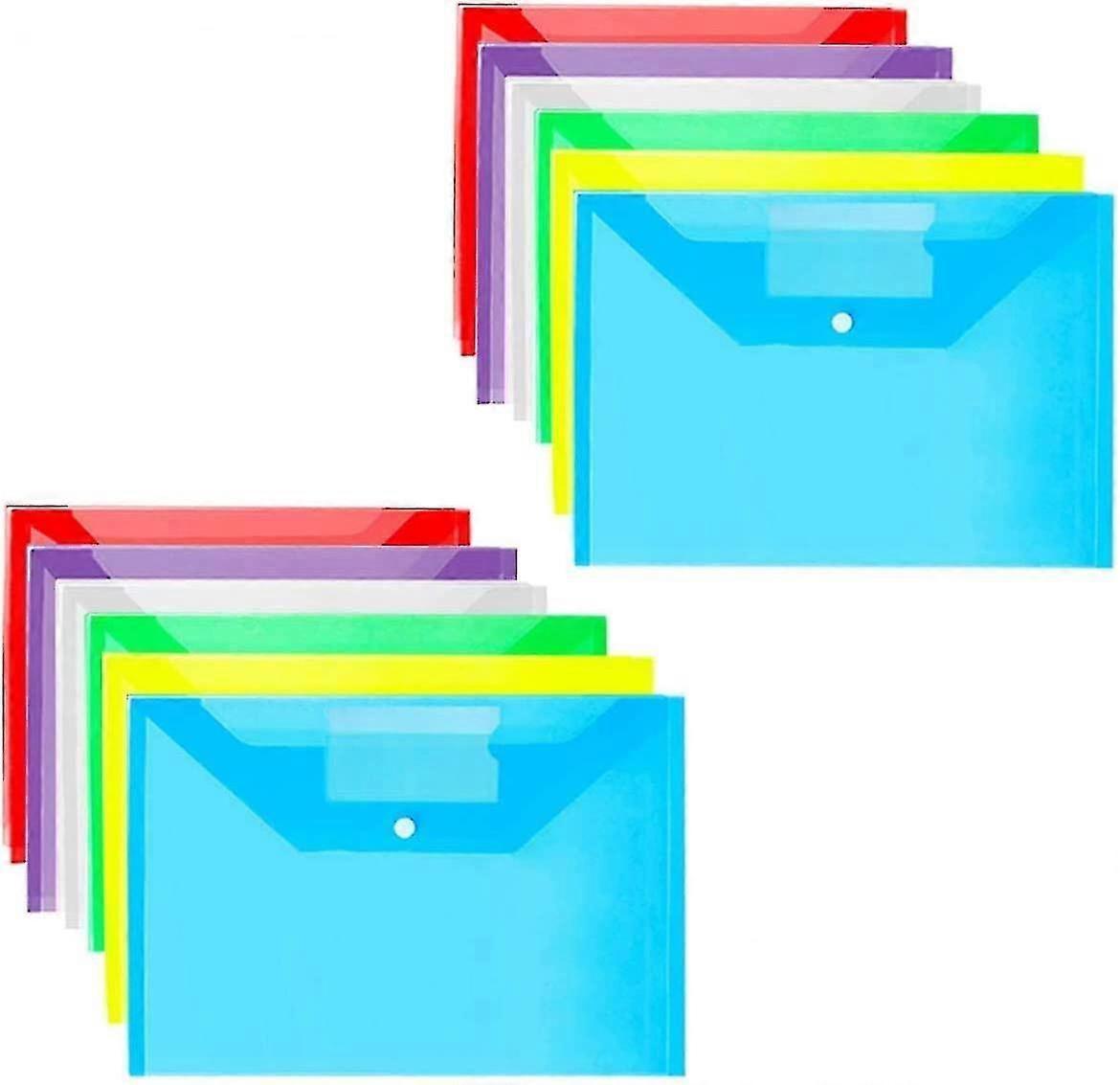 Plastic Wallets - 12 Pack A4 Plastic Folders Plastic Popper Wallet Document Folder With Button Closure Edition a