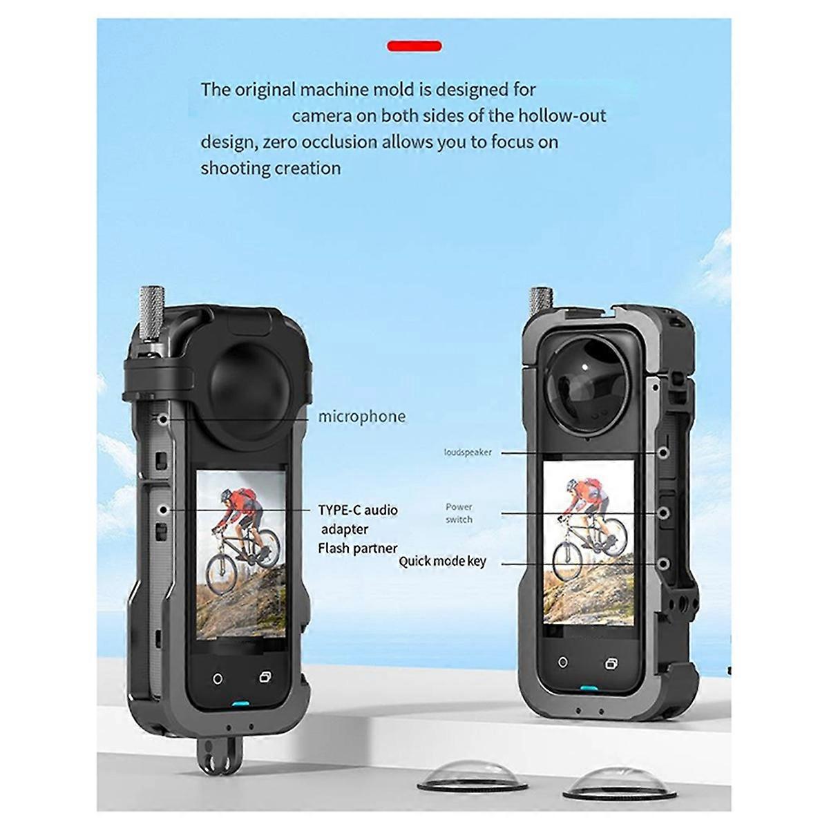 Hepail for Metal Rabbit Cage for Insta360 X4 Protective Expansion